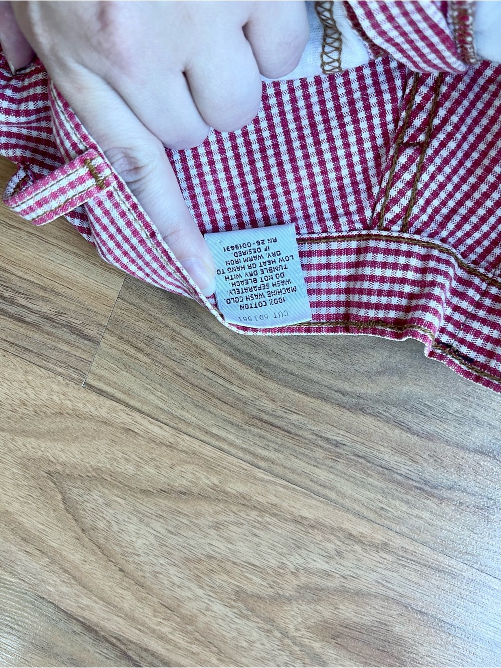 Red gingham shorts 100% cotton size 5 vintage - Picture 4 of 9